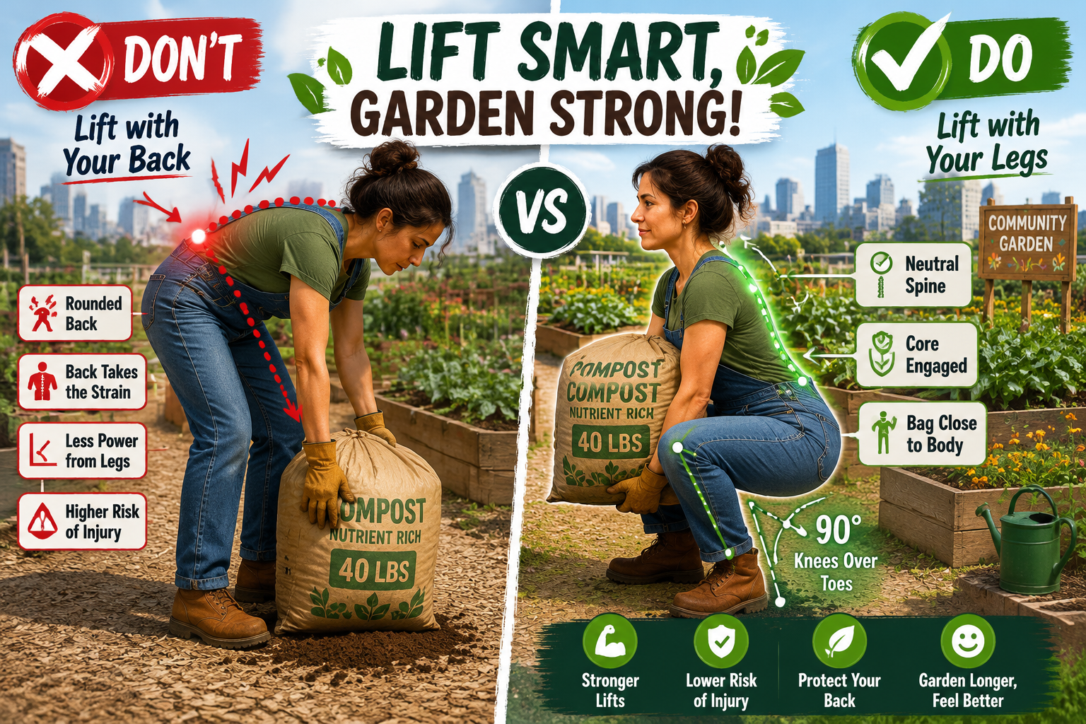 Safe Heavy Lifting Techniques for Urban Community Gardeners 2 What Is the Right Way to Lift Heavy Garden Tools Without Hurting Your Back