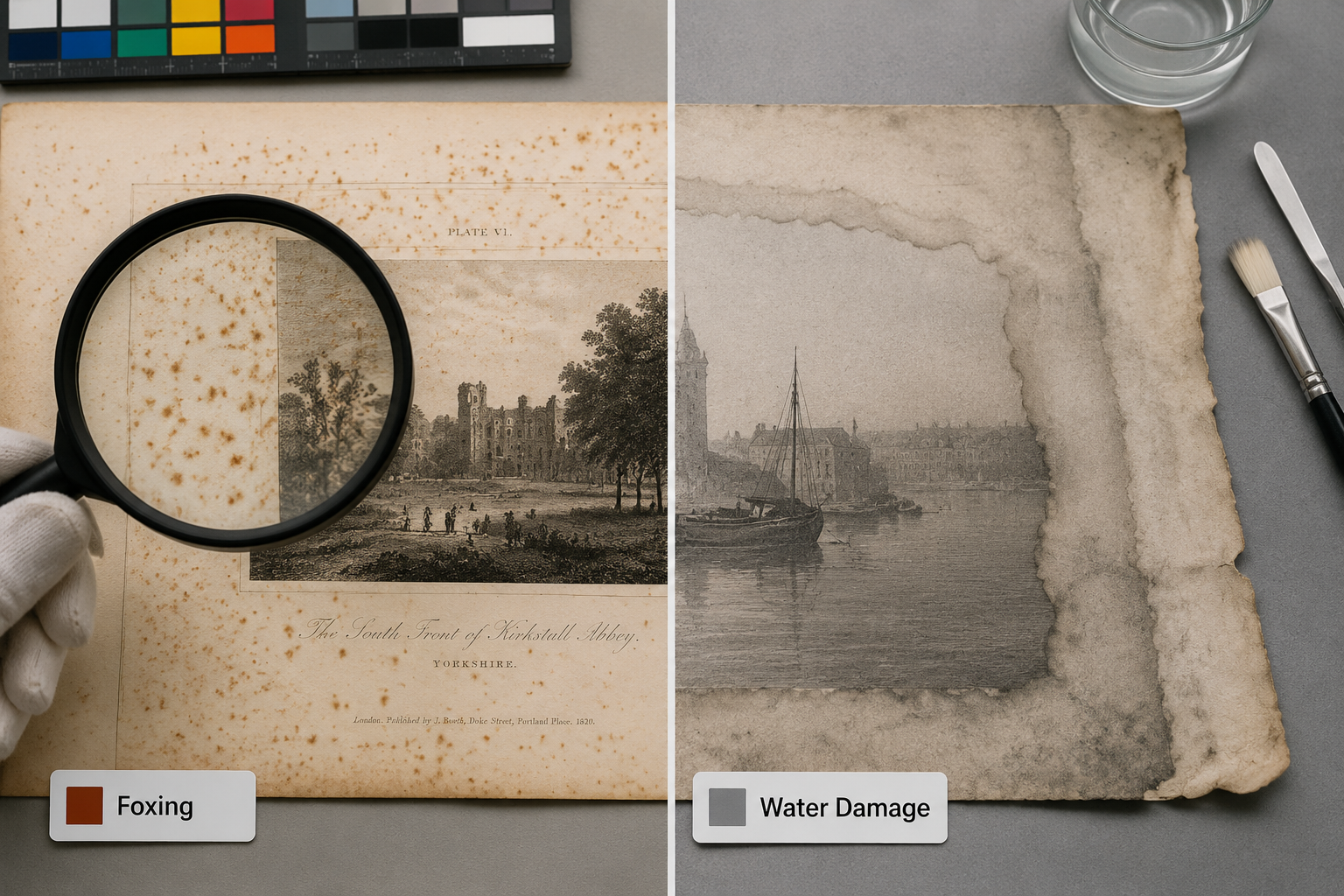 Identifying and Cleaning Foxing Stains on 19th-Century Paper Prints 2 How Can I Tell the Difference Between Foxing and Water Damage